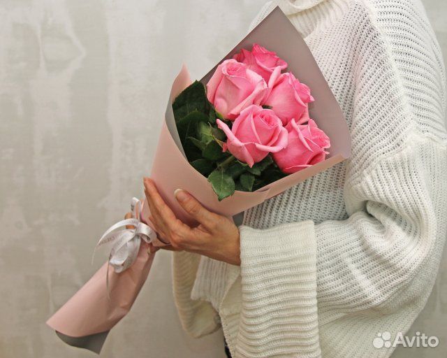 Букет из 5 розовых роз premium 40-50 см (Эквадор)