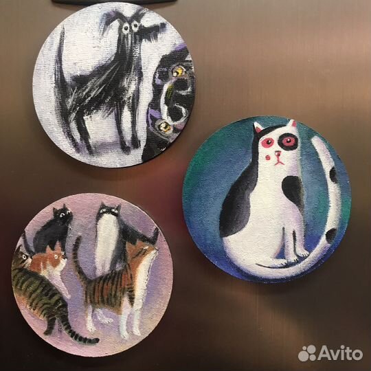 Магниты зоо животные картины кошки собаки