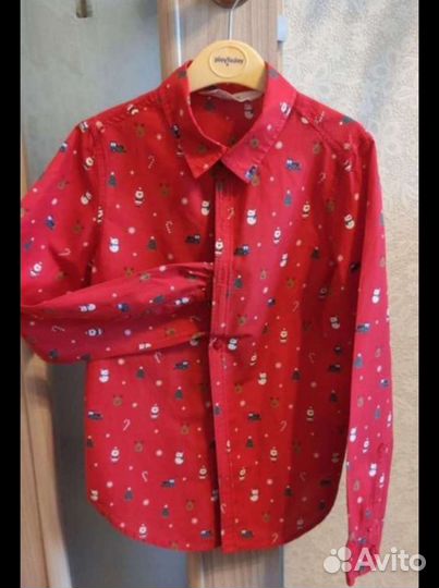 Новогодняя рубашка для мальчика 134 140