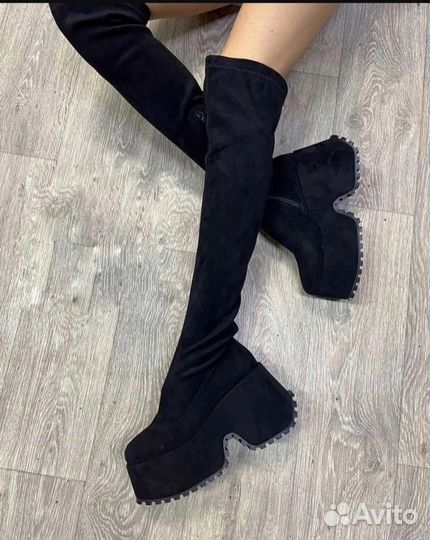 Ботфорты замшевые