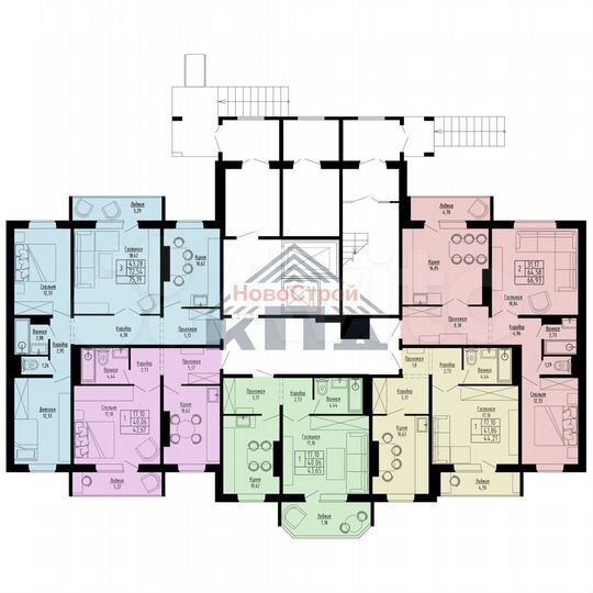 1-к. квартира, 44 м², 5/12 эт.