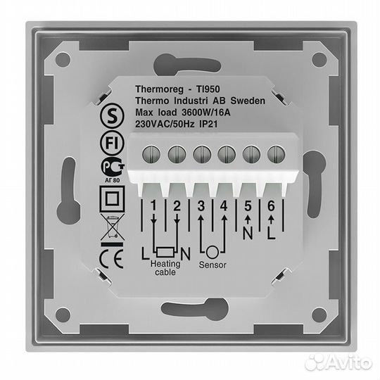 Терморегулятор программируемый для теплого пола Thermoreg TI 950 Design белый