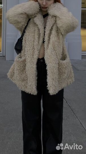 Шуба из искуственной овчины h&m