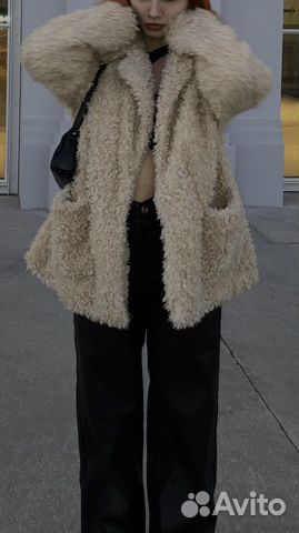 Шуба из искуственной овчины h&m