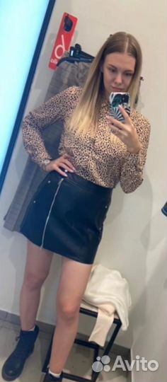 Кожаная юбка мини