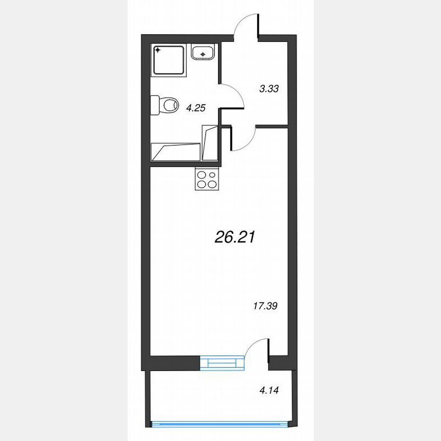 Квартира-студия, 29,1 м², 16/22 эт.