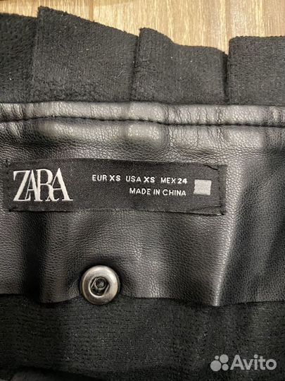 Кожаная юбка zara xs