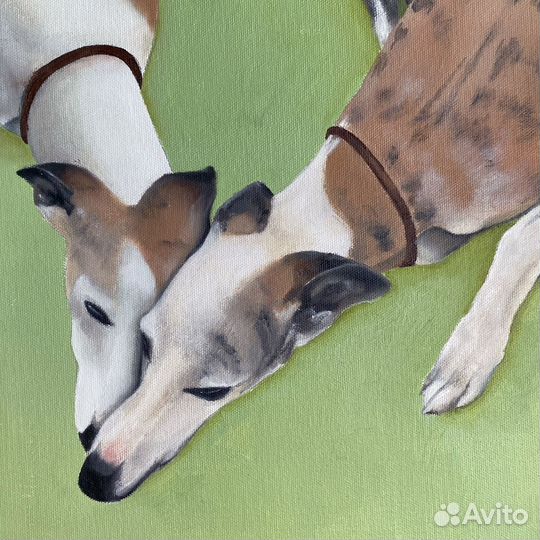 Авторская картина маслом на холсте «Уиппеты»