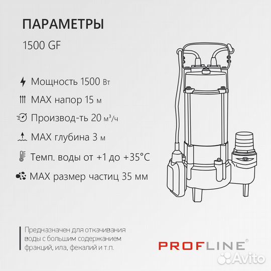 Насос фекальный profline 1500GF(режущий механизм)