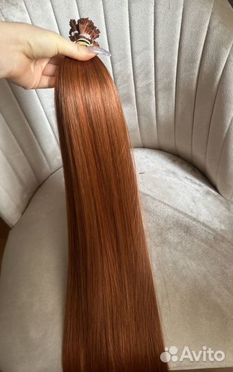 Волосы для наращивания 70 см рыжий шатен био