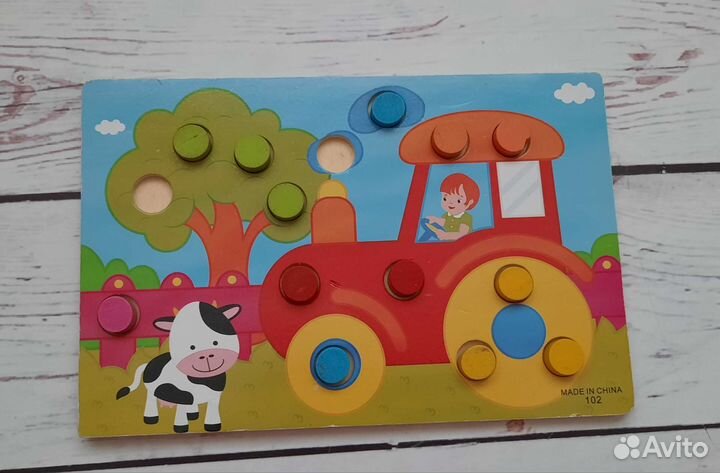 Пазлы вкладыши 3 шт деревянные бу