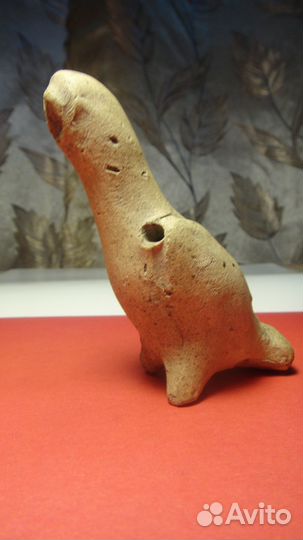Старинная глиняная свистулька,птичка.Оригинал