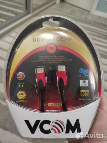 Vcom mini hdmi кабель 19M/M ver 1.4-3D, позолоченн