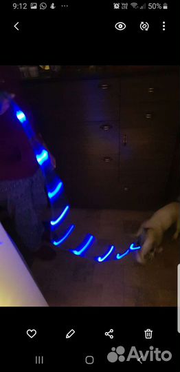 Поводок светящийся и мегающейся,новый