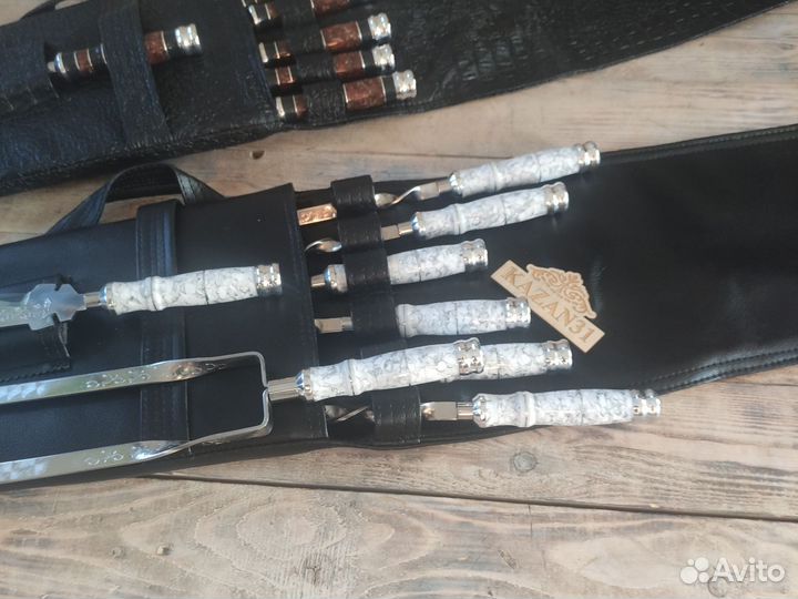 Подарочные шампура прем качество, каменная ручка