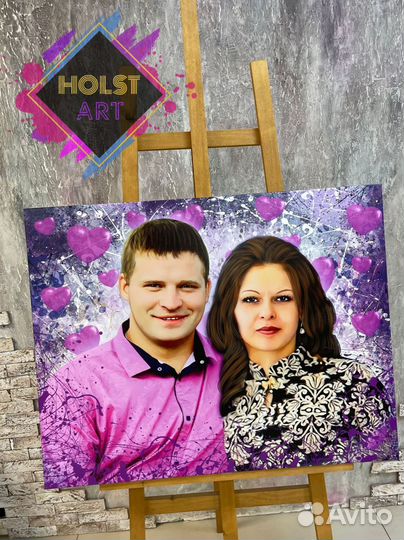 Портрет по фото на холсте