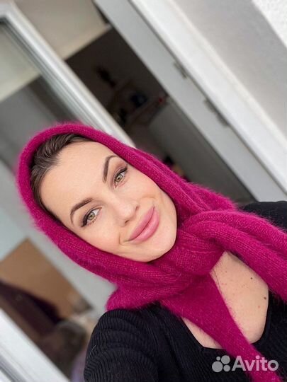 Бактус косынка комплект вязаный пух норки