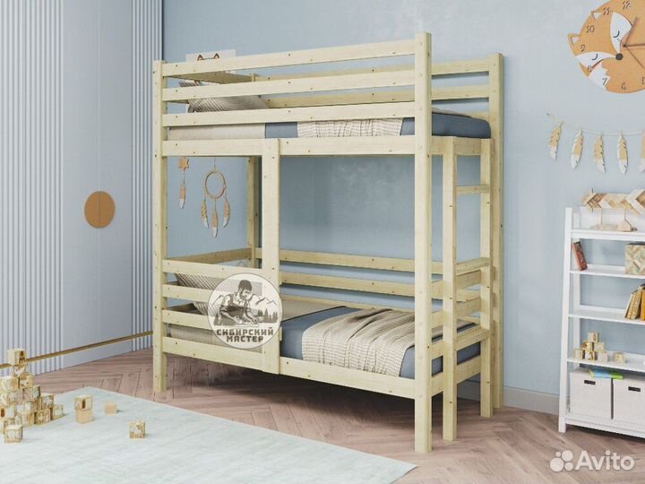 Двухъярусная детская кровать из дерева
