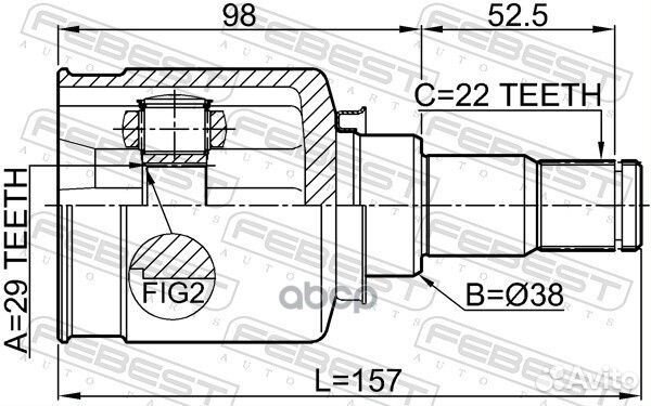 Шрус внутренний 29x38x22 chevrolet aveo (t250/t