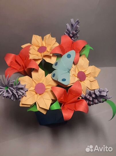 Поделка в школу или детский сад. Букет в вазе