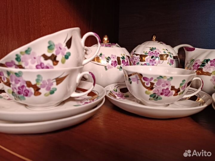 Чайный сервиз на 5 персон, тонкий фарфор,Дулево