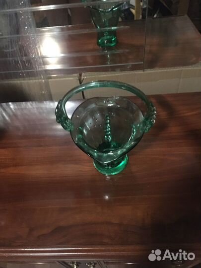 Ваза корзинка цветное стекло