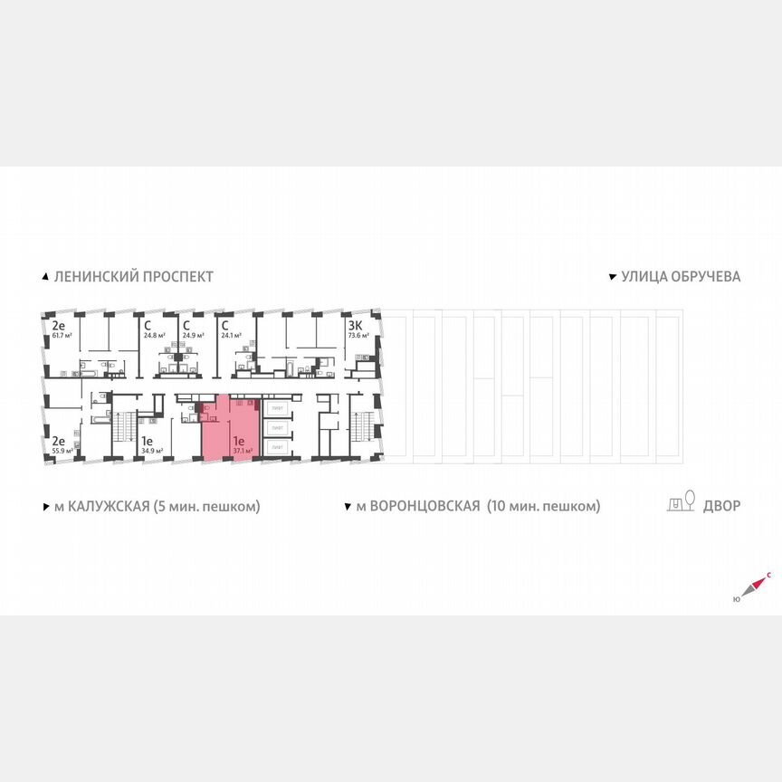 1-к. квартира, 37,1 м², 44/58 эт.
