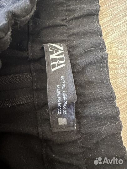 Черные легкие брюки zara (xl), на резинке