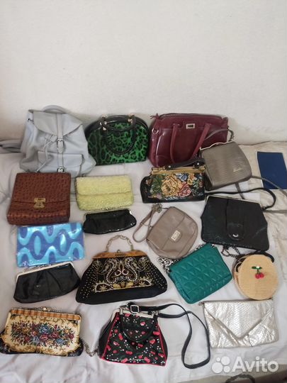 Светло-зеленый клатч + голубой клатч-косметичка