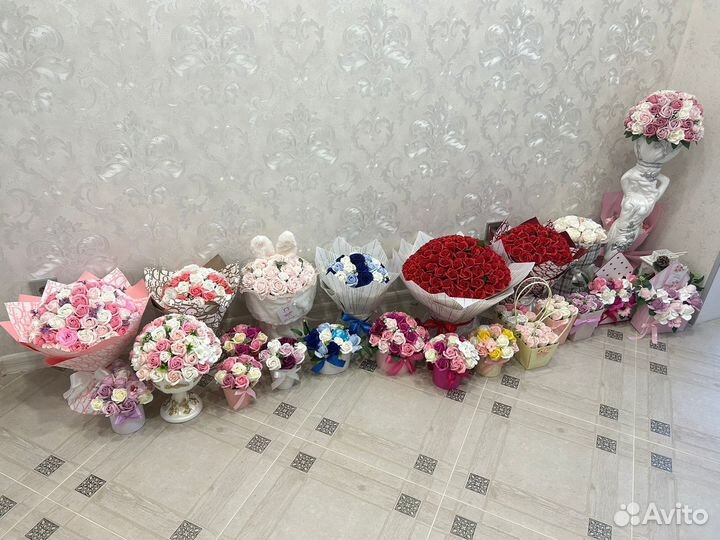 Букеты из мыльных роз, цветы