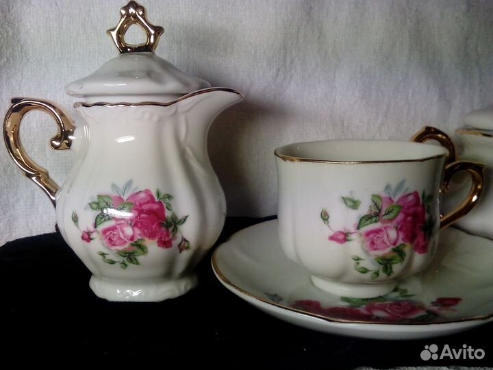 Японский кофейный фарфоровый сервиз 1970-х гг