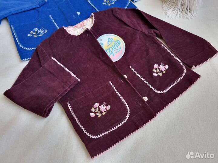 Жакет кардиган вельвет для девочки новый 110 128