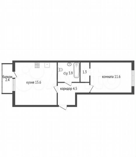 1-к. квартира, 36,9 м², 1/5 эт.