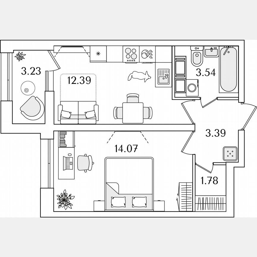 1-к. квартира, 36,8 м², 13/22 эт.