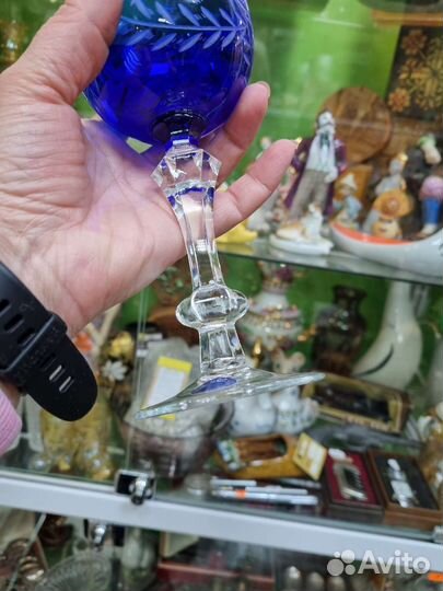 Винтажные бокалы, кобальт. Гусь Хрустальный