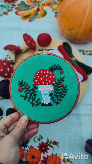 Вышивка на пяльца панно Мухомор гриб