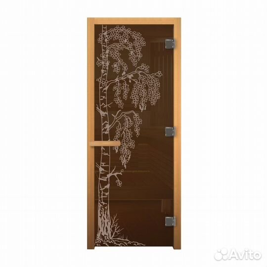 Дверь стеклянная Березка (бронза, матовая)