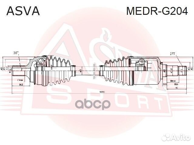 Привод передний правый 27X551X30 medr-G204 asva