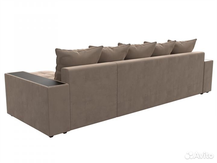 Диван угловой Дубай правый угол, велюр, бежевый