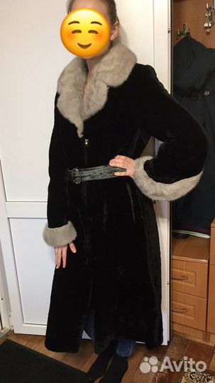 Шуба мутоновая, длинная