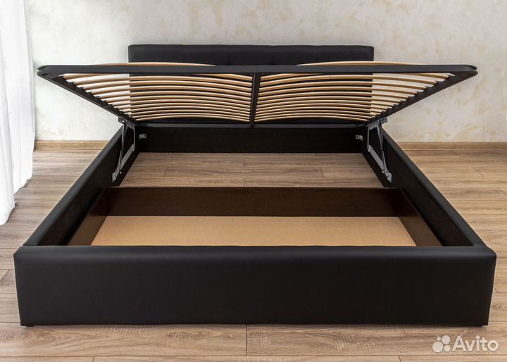 Кровать 200х200 с подъемным механизмом Роза черная