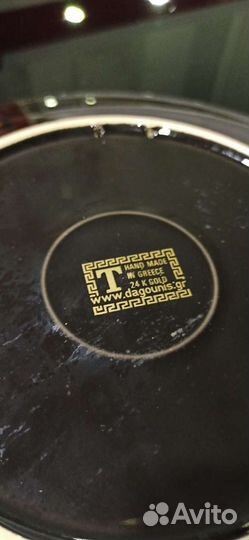 Тарелка декоративная ручной работы позолота 25 см