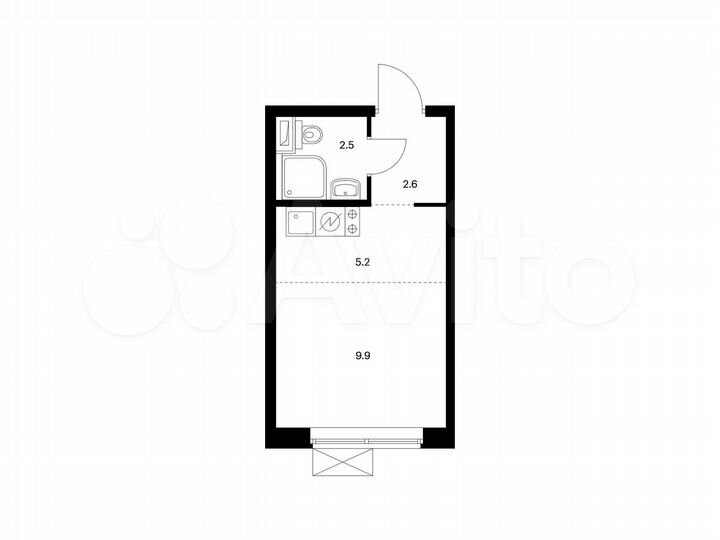 Квартира-студия, 20,2 м², 21/33 эт.