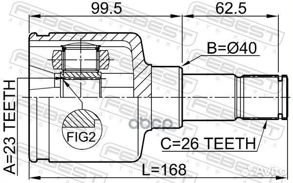 ШРУС внутренний левый 23x40x26 febest 2111-CB42