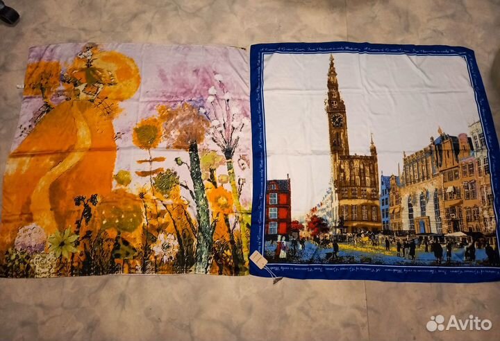 Платки-картины шелк натуральный