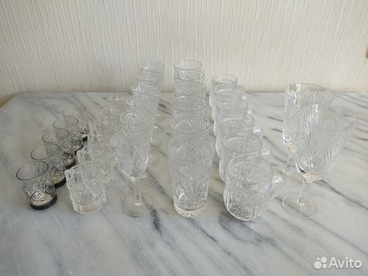 Хрустальные стопки, кружки, бокалы. СССР
