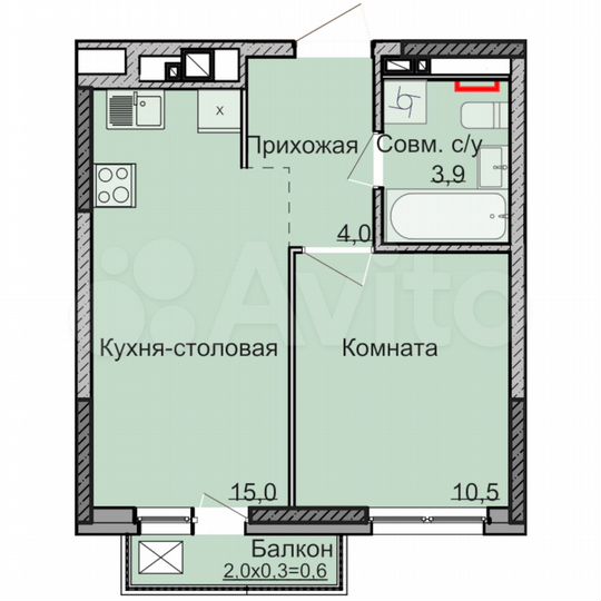 1-к. квартира, 33,4 м², 7/18 эт.
