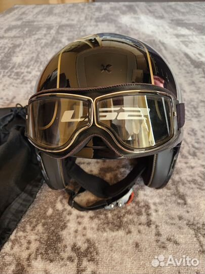 Шлем LS2 OF599 spitfire flier черно-золотой