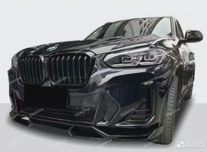 Губа передняя BMW X3 G01 X4 G02 LCI черная