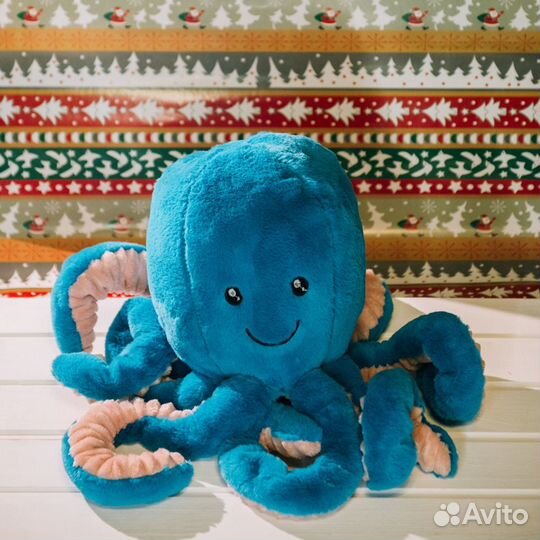 Плюшевый осьминог (голубой, синий, розовый)